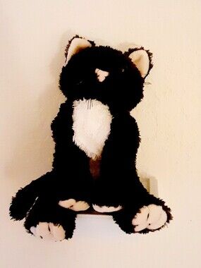Vintage Applause Plush Black White Cat Stuffed Animal Toy